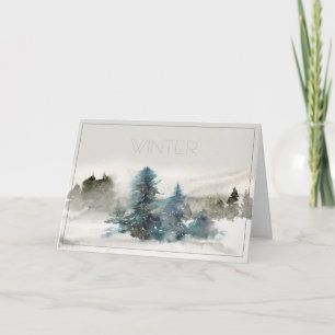 Watercolor Winter Scene Christmas Card