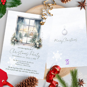 Watercolor Winter Scene Forest Pine Christmas Tree Invitation