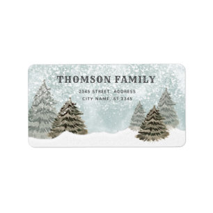 Watercolor Winter scene Holiday Label