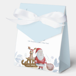 Watercolor Winter Sleigh Moose Santa Baby Shower Favour Box