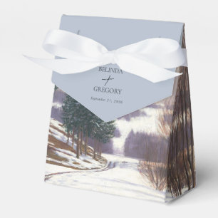 Watercolor Winter Snow Landscape Wedding Favour Box