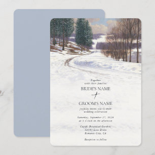 Watercolor Winter Snow Landscape Wedding Invitation