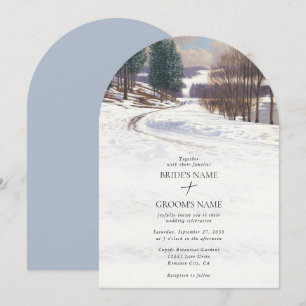 Watercolor Winter Snow Landscape Wedding Invitation