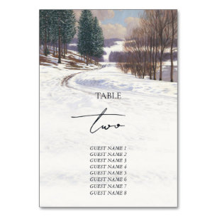 Watercolor Winter Snow Landscape Wedding Table Number