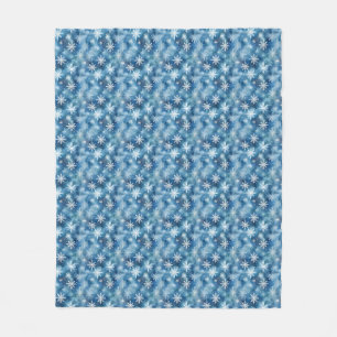 Watercolor winter snowflakes blue background fleece blanket