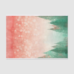 Watercolor Winter Snowing Tree and Sky Pattern Tissue Paper