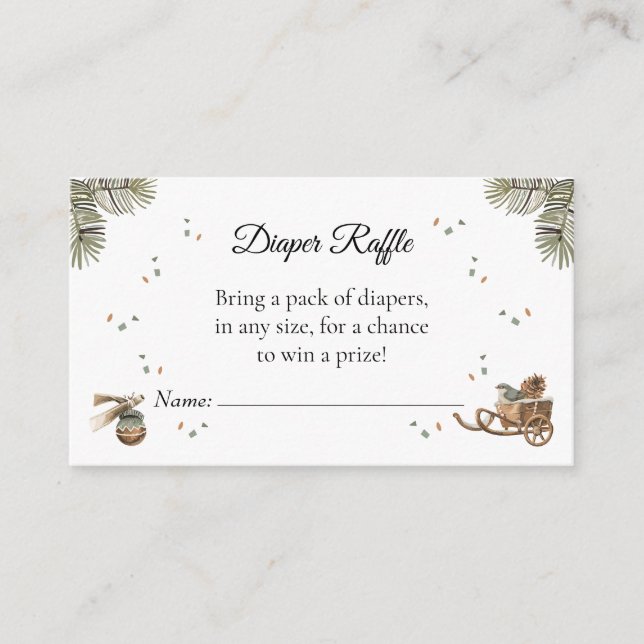 Watercolor Winter Snowman Diaper Raffle  Enclosure Card (Front)