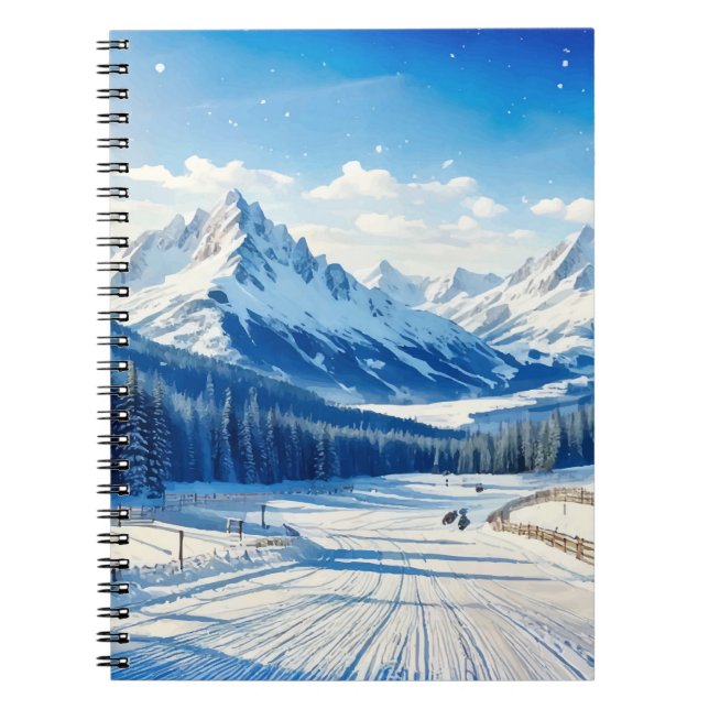 watercolor winter sports background notebook (Front)