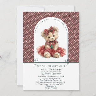 Watercolor  Winter  Teddy bear Christmas Baby Show Invitation