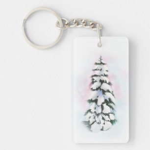 Watercolor Winter Tree Key Ring