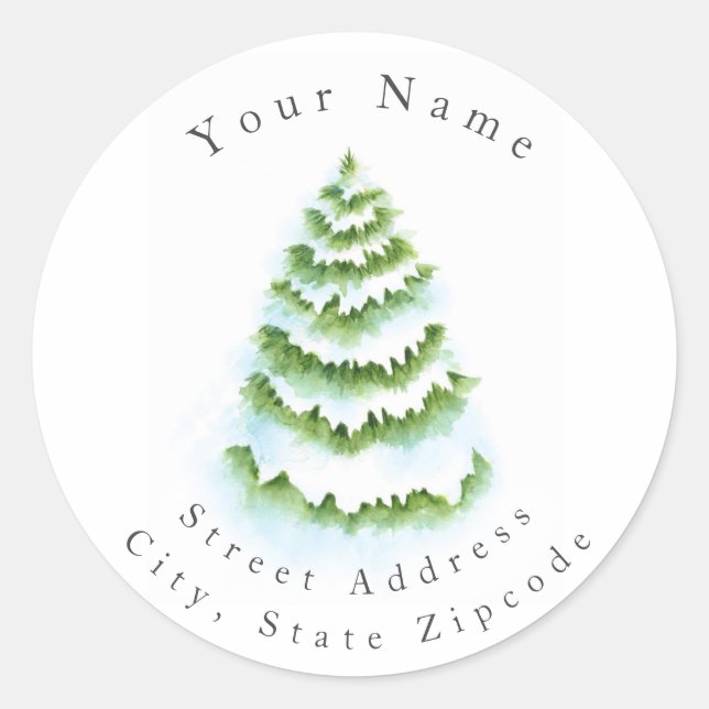 Watercolor Winter Tree labels (Front)