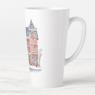 Watercolor Winter Village Christmas Town Latte Mug