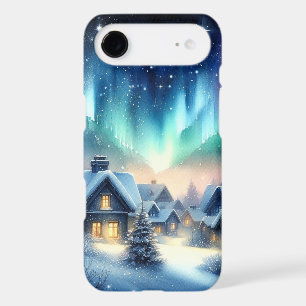 Watercolor Winter Village Snowy Christmas