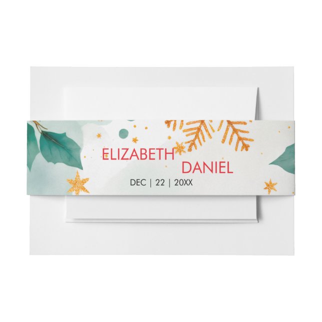 Watercolor Winter Wedding Belly Band – Elegant Invitation Belly Band (Front Example)