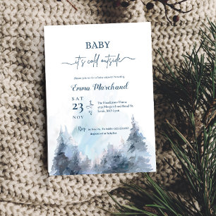 Watercolor Winter Wonderland Baby shower Invitation