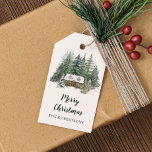 Watercolor Winter Woodland Home Merry Christmas  Gift Tags<br><div class="desc">Add the finishing touch to your Christmas gift wrapping with these personalised rustic woodland winter gift tags,  featuring a cosy cabin nestled in the snow covered pine forest. *If you need design help or would like this design on other products,  please contact me through Zazzle.</div>