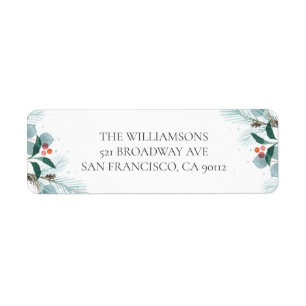 Watercolor Winter Wreath Return Address