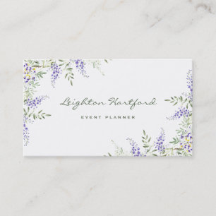 Watercolor Wisteria and Greenery Business Card