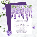 Watercolor Wisteria Bat Mitzvah Invitation<br><div class="desc">Watercolor Wisteria Bat Mitzvah Invitations features elegant watercolor wisteria flowers in soft lavender and purple with green leaves on a white background with your Bat Mitzvah Invitation information below. Personalise by editing the text in the text boxes. Designed for you by © Evco Studio www.zazzle.com/store/evcostudio</div>