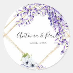 Watercolor Wisteria Blooms Classic Round Sticker