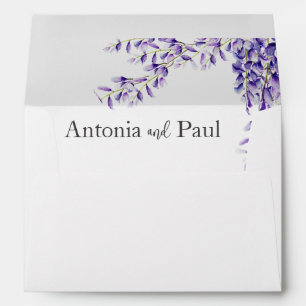 Watercolor Wisteria Blooms Wedding Envelope