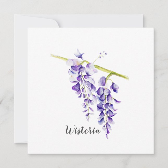 Watercolor Wisteria Botanical Greeting Card (Front)