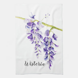 Watercolor Wisteria Botanical Tea Towel