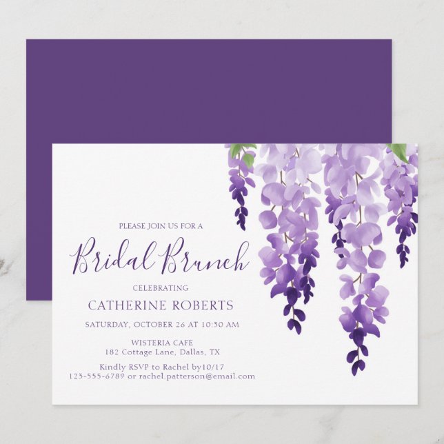 Watercolor Wisteria | Bridal Brunch Invitation (Front/Back)
