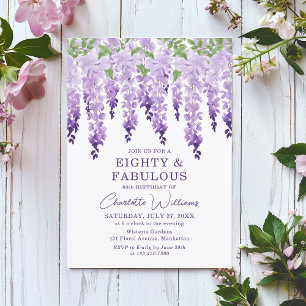 Watercolor Wisteria Eighty & Fabulous Floral Chic Invitation
