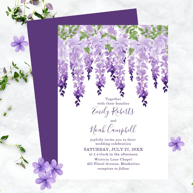 Watercolor Wisteria Elegant Floral Wedding Invitation (Creator Uploaded)
