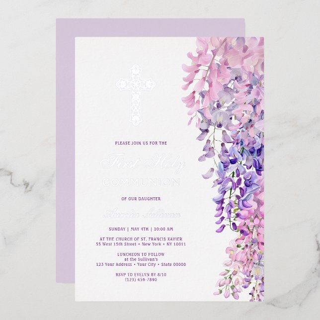 Watercolor Wisteria First Communion (Front/Back)