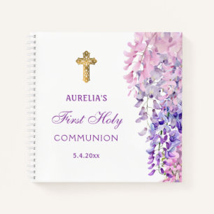 Watercolor Wisteria First Communion Guest Book