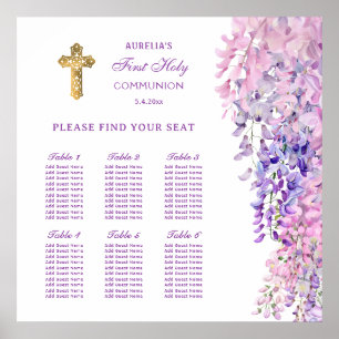 Watercolor Wisteria First Communion Seating Chart