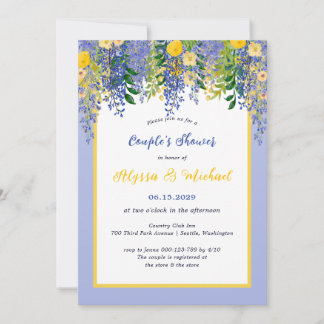 Watercolor Wisteria Floral Couple's Shower Invitation