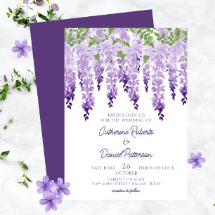 Watercolor Wisteria Floral Elegant Modern Script Invitation