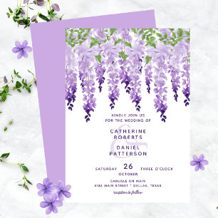 Watercolor Wisteria Floral Elegant Modern Wedding Invitation