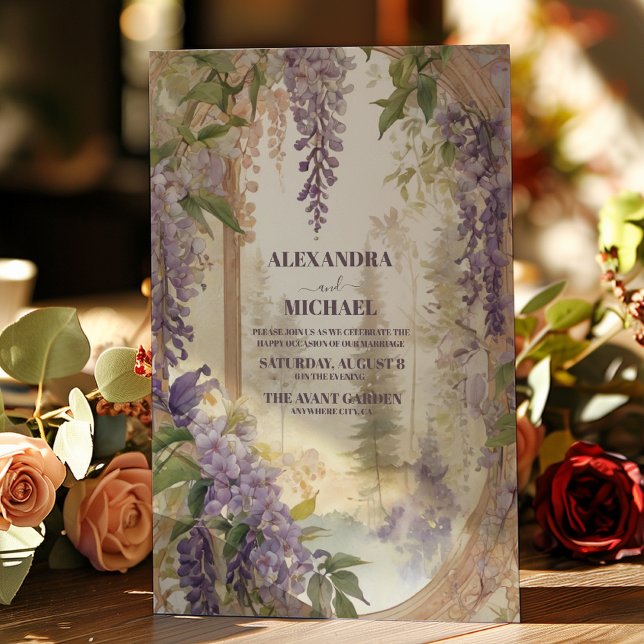 Watercolor Wisteria Floral Elegant Wedding Invitation (Creator Uploaded)