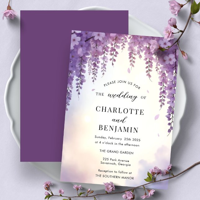 Watercolor Wisteria Floral Elegant Wedding  Invitation (Creator Uploaded)