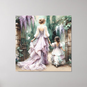 Watercolor Wisteria Garden Canvas Print