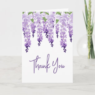 Watercolor Wisteria Lavender Floral Wedding Thank You Card