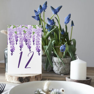 Watercolor Wisteria Lavender Purple Wedding Table Number