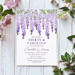 Watercolor Wisteria Ninety & Fabulous Floral Chic Invitation<br><div class="desc">Watercolor Wisteria Ninety & Fabulous Floral Chic features elegant watercolor wisteria flowers in soft lavender and purple with green leaves on a white background with your 90th birthday invitation information below. Personalise by editing the text in the text boxes provided. Designed for you by ©2024 Evco Studio www.zazzle.com/store/evcostudio</div>
