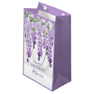Watercolor Wisteria Personalised Name   Birthday Small Gift Bag