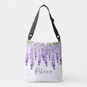 Watercolor Wisteria Personalised Name Crossbody Bag