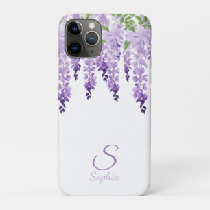Watercolor Wisteria Personalised Name Monogram iPhone 11 Pro Case
