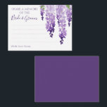 Watercolor Wisteria Purple Lilac Floral Wedding Advice Card<br><div class="desc">Watercolor Wisteria Purple Lilac Floral Wedding Advice Cards feature elegant watercolor wisteria flowers in soft lavender and purple with green leaves on a white background with space for your guests to add their special "Share a memory of the Bride and Groom". Perfect for wedding, bridal shower or bachelorette party. Personalise...</div>