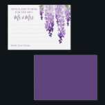 Watercolor Wisteria Purple Lilac Floral Wedding  Advice Card<br><div class="desc">Watercolor Wisteria Purple Lilac Floral Wedding Advice Cards feature elegant watercolor wisteria flowers in soft lavender and purple with green leaves on a white background with space for your guests to add their "Advice and wishes for the new Mr & Mrs". Perfect for wedding, bridal shower or bachelorette party. Personalise...</div>