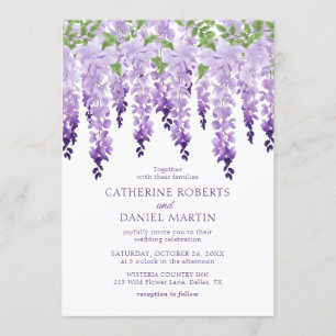 Watercolor Wisteria Purple Lilac Wedding Invitation