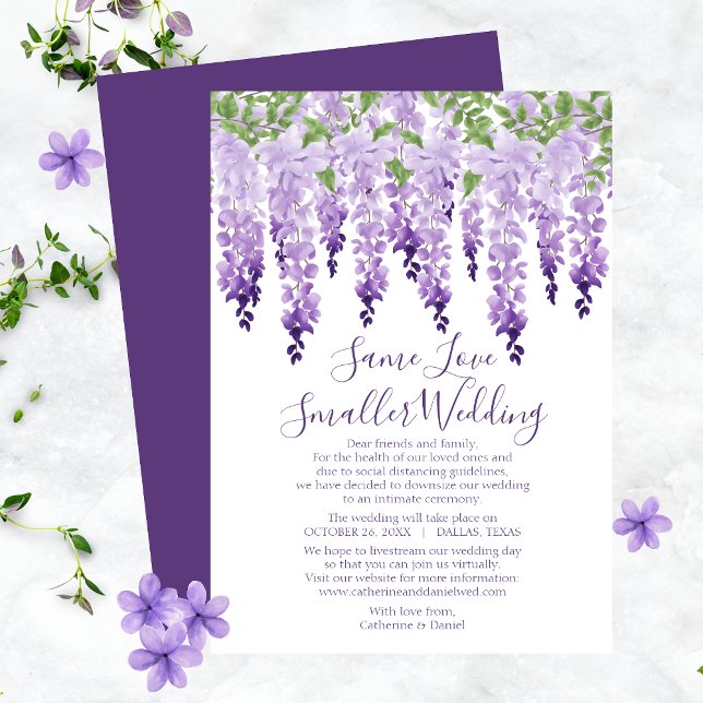 Watercolor Wisteria Same Love Smaller Wedding Holiday Card (Creator Uploaded)