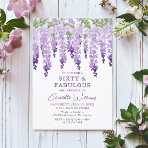 Watercolor Wisteria Sixty & Fabulous Floral Chic Invitation